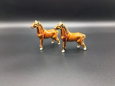 Buy A Pair Of Miniature Horse Ornaments - 8cm Height - Pottery/porcelain • 2.95£