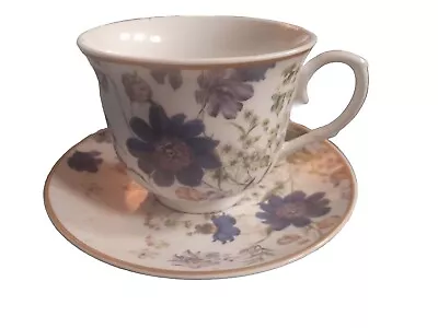 Buy Kent Pottery Oversized Cup & Saucer In Cottage Garden Purple Wildflowers 12 Oz.! • 18.34£
