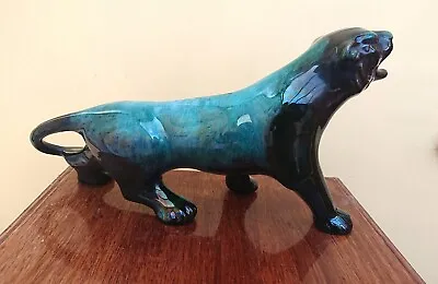 Buy Large Vintage Blue Mountain Pottery Green Drip Glazed Jaguar • 50£