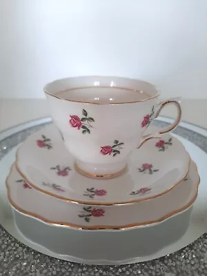 Buy (c) Vintage Colclough Pink Rose  Trio Cup Saucer Plate Bone China  • 4.90£