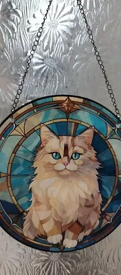 Buy Persian Cat With Blue Eyes Stained Glass Effect  Sun Catcher - Gift Idea NEW • 2.50£