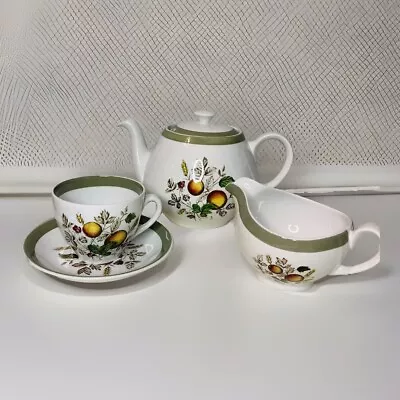 Buy Alfred Meakin England Hereford Lrg Teapot, Milk Jug, 1 Cup & Saucer Vintage • 6£
