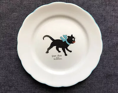 Buy Antique Good Luck Black Cat Windermere Souvenir Ware 7 Inch Plate, Nursery, Goss • 15£