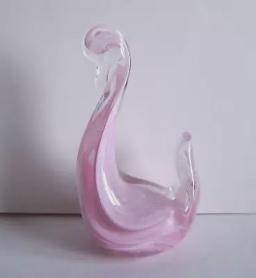 Buy Alum Bay Isle Of Wight Art Glass Pink Swan Paperweight / Ornament With Label • 10£