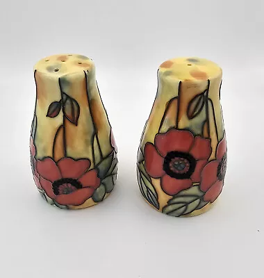 Buy Old Tupton Ware Salt And Pepper Pots - Red Poppy Pattern - Hand Painted. • 12£