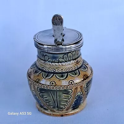 Buy Believed Royal Doulton (frank Brangwyn Design) Stoneware & Silver Mustard Pot • 20£