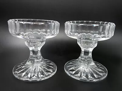Buy Clear Glass Pedestal Candlesticks/Holders For Taper & Pillar Candles (Pair) • 13.45£