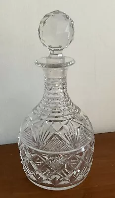 Buy Elegant CUT GLASS WINE DECANTER With CRYSTAL STOPPER 10 Inches High No Chips • 12£