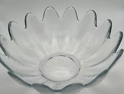 Buy Vintage Clear Glass Serving Bowl With Fluted Scalloped Edges 10  Wide X 4  Tall • 23.15£