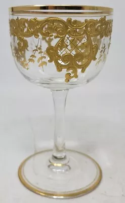 Buy Bohemian Josefhinenhutte / Moser Crystal Raised Gold Wine Glass • 143.86£