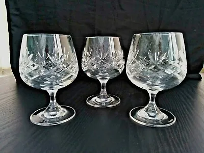 Buy Set Of 3 Lovely Vintage Heavy Lead Crystal Brandy/Whisky Glasses • 12.99£