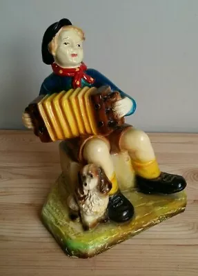 Buy Antique Porcelain Figurine Boy With Concertina And Dog Playing Music Good Cond • 72.04£