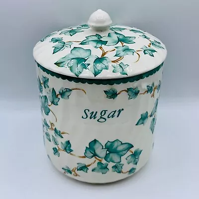 Buy Vintage BHS Country Ivy Vine Leaf Sugar Storage Jar Cannister With Seal Lid VGC • 19.99£