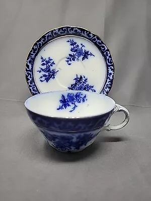 Buy Stanley Pottery Flow Blue Touraine Teacup & Saucer Vintage England C.1928 #1 • 33.78£