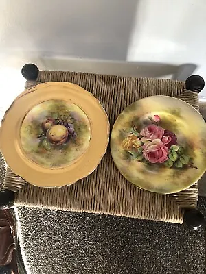 Buy 2x Royal Winton Handpainted Plates- Both Signed- Fruit And Roses • 6£