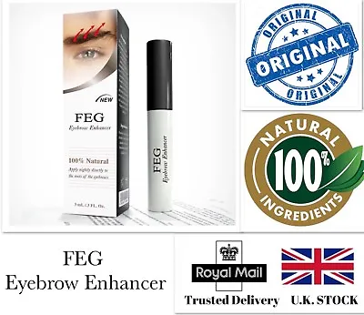 Buy 💙FEG Organic 3ml Eyebrow Enhancer Growth Serum 100% Natural Liquid Oil • 4.69£