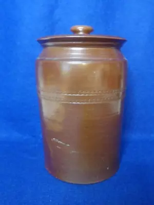 Buy Vintage Earthenware Salt Glaze Storage Pot Vase Jar Brown 20 X 13cm With Lid • 18.50£