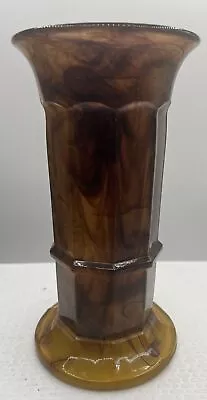 Buy Art Deco Amber Cloud Glass Column Vase By Davidson 20.5cm , 8” High • 42.73£
