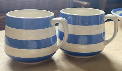 Buy T G Green Cornish Kitchenware Judith Onions Blue & White  Striped Small Mugs X 2 • 25£