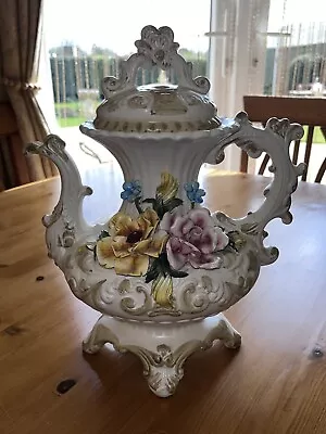 Buy VINTAGE LARGE CAPODIMONTE CENTERPIECE W/ Lid  Intricate ￼TEAPOT STYLE ￼ • 18£
