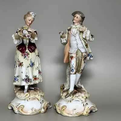 Buy Fine Pair Of Antique Dresden Volkstedt Porcelain Hand Painted Figurines C.1900 • 45£