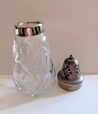 Buy Vintage Silver-plated Heavy Cut Glass SUGAR SIFTER/SHAKER With Star Base (10cm) • 2.99£