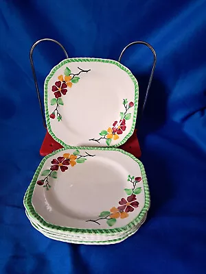 Buy 6 Lawleys Norfolk Pottery Flowered Pattered Side Plate 14 Cm Square All Perfect • 16£