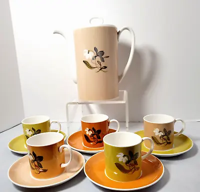Buy Susie Cooper Floral Tea/Coffee Set  With Teapot And 5 Cups And Saucers Bone... • 118.50£