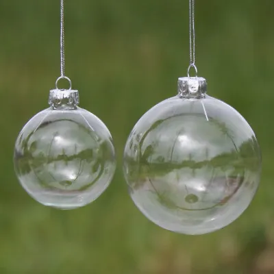 Buy 5-50PCS Clear Glass Baubles Sphere Ball Fillable Christmas Tree Hanging Ornament • 72.95£