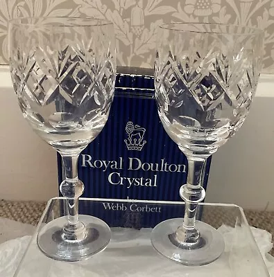 Buy Royal Doulton Crystal By Web Corbett 2 Wine Glasses Stamped. • 5£
