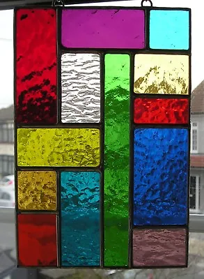 Buy Stained Glass Panel Abstract Geometric Suncatcher Handmade In England • 49£