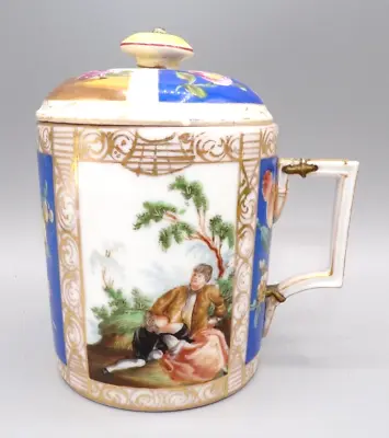 Buy Antique C19th Helena Wolfsohn Dresden Porcelain Watteau Chocolate Cup & Cover • 44.99£