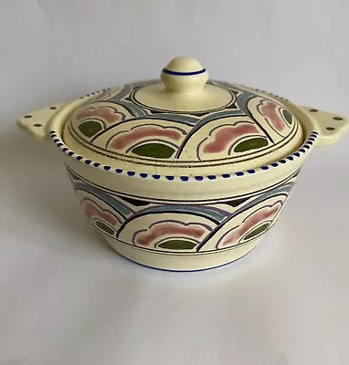 Buy Honiton Pottery Lidded Pot Eastern Scroll Art Deco Hand Painted Vintage Vgc • 10£