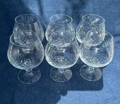 Buy Set Of 6 Vintage Cut Crystal Glass Brandy Cognac Balloon Glasses • 23.99£