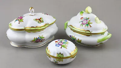 Buy Herend Porcelain Queen Victoria Vbo Miniature Tureens X 2 Pot & Cover Excellent! • 235£