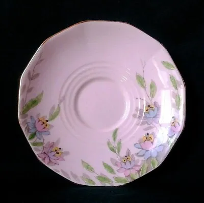 Buy Tuscan China Saucer Art Deco Bone China Tea Saucer Pink Blue And Yellow Flowers • 17.95£