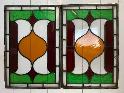 Buy 2 1920’s Reclaimed Leaded Stained Glass Window Panels • 99.99£