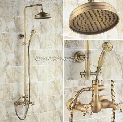 Buy Antique Brass Rainfall Bathroom Rain Shower Faucet Set Mixer Tap Yrs034 • 139.99£