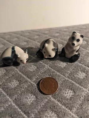 Buy 3 X Panda Bear Vintage Bone China Miniatures 1970 • 14.99£