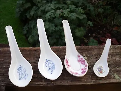 Buy Four Chinese Spoons Each With Floral Pattern. • 8£