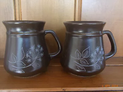 Buy 2 X Vintage John Buck Studio Pottery Mugs - Brown With Floral Design • 3.50£