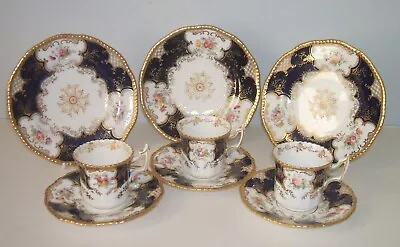 Buy COALPORT BATWING 3 X DEMI TASSE CUPS AND SAUCERS WITH SMALL PLATES TRIOS • 65£