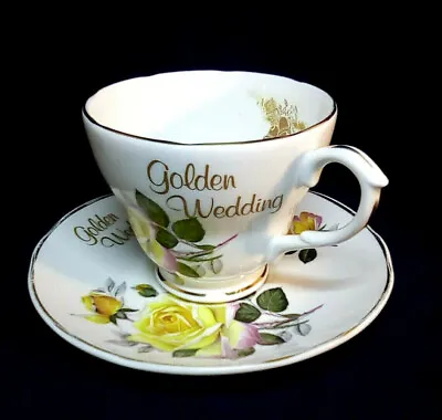 Buy Vintage Golden Wedding Cup & Saucer Fenton Staffordshire Bone China Tea Cup • 14.99£