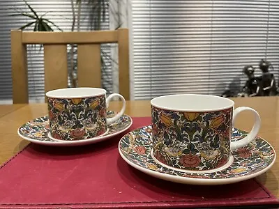 Buy Dunoon Fine Bone China ‘Rose’ Adapted From William Morris Cups And Saucers X 2 • 10£