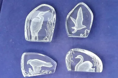 Buy 4 Wedgwood Glass Engraved Bird Glass Paperweight • 16£