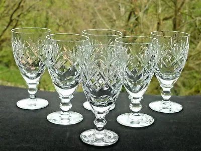Buy Set X6 Royal Doulton Webb Corbett Crystal Georgian Pattern Sherry Glasses 4 3/8  • 4.99£