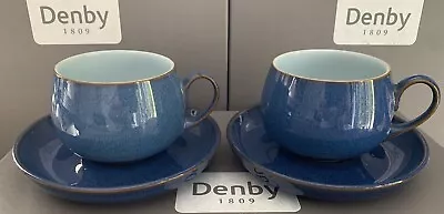 Buy 2 Denby Atlantic Blue Tea Cups And Saucers • 11.99£