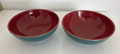 Buy Denby Harlequin - 2 X 16.5cm Cereal / Dessert Bowls - Red / Blue • 20£