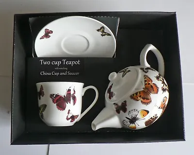 Buy Buttefly 2 Cup Teapot,with Cup And Saucer Gift Boxed. Cup,saucer Teapot Boxed • 23.03£