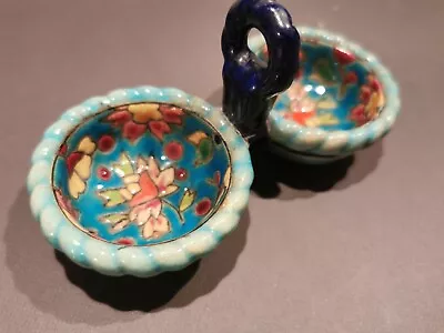 Buy Longwy French Faience Salt Pepper Pinch Pot Vibrant Floral Emaux Design • 15£